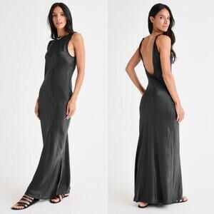 new Splendid x Rachel Love Boatneck Maxi Dress in Black, Large. Quiet Luxury.